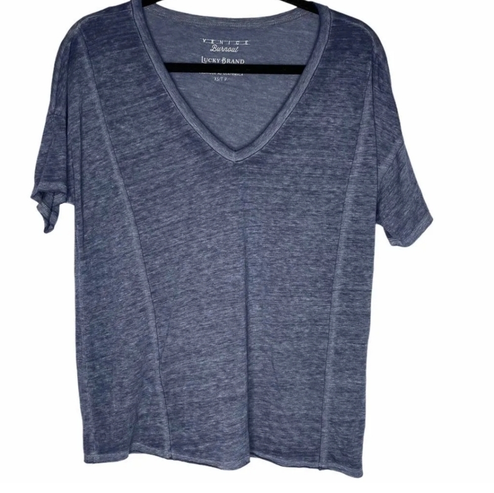 (Bonus Jewelry included ‼️)Lucky Brand Venice Burnout Grey / Blue XS T-Shirt